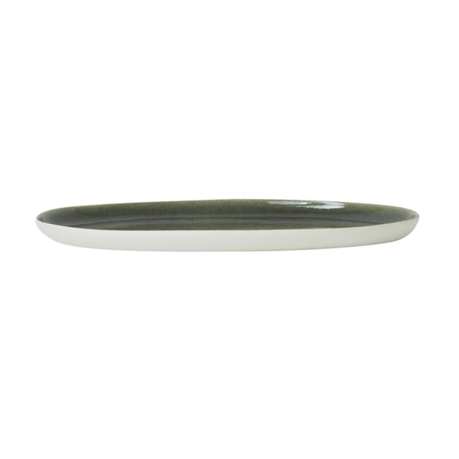 Curved Storm Gray Oval Serving Tray